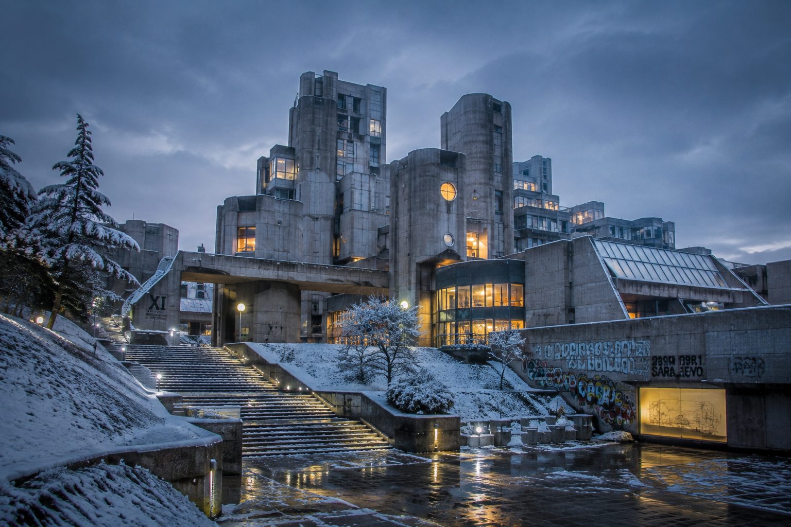Brutalist Architecture in Winter